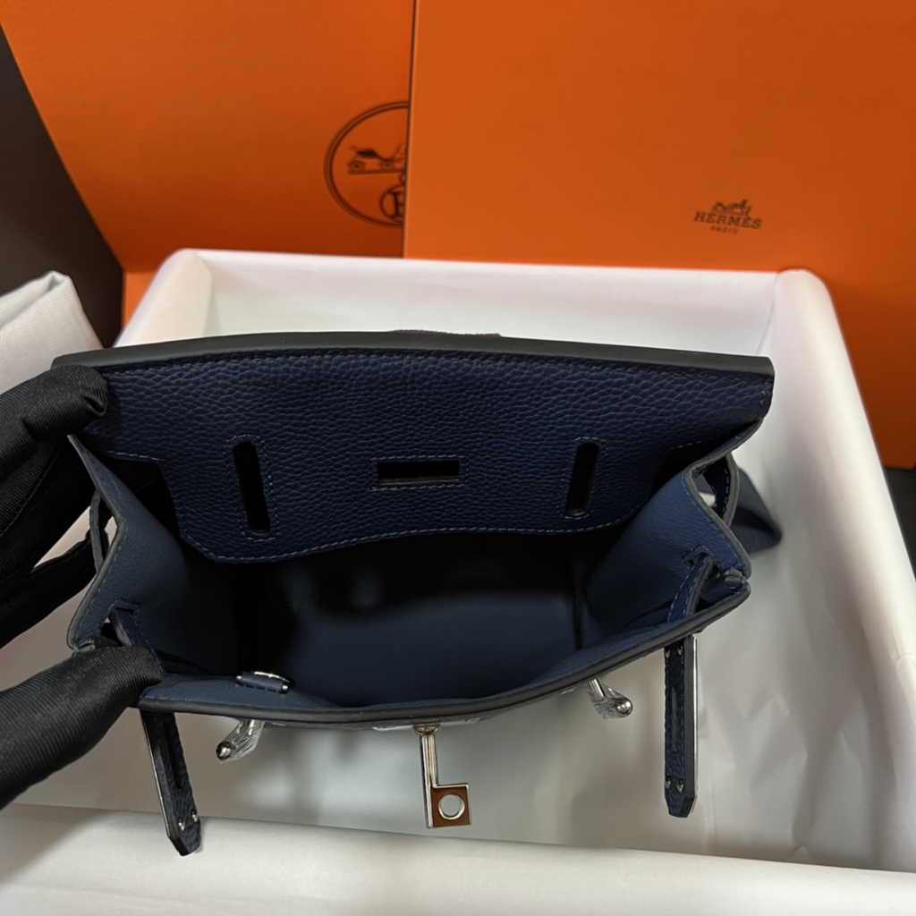 Hermès Kelly A Dos Hac Navy Blue Togo Leather With Silver Hardware 20306