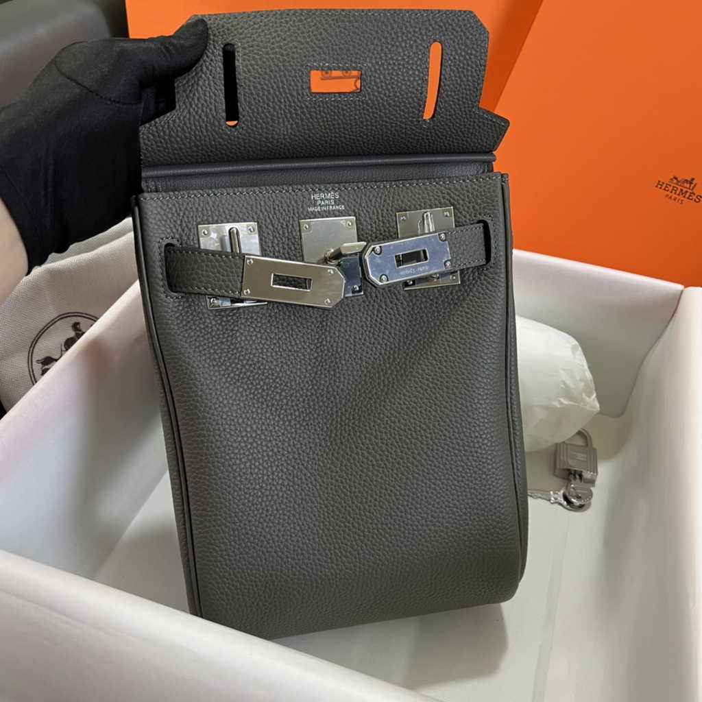 Hermès Kelly A Dos Hac Dark Gray Togo Leather With Silver Hardware 20303