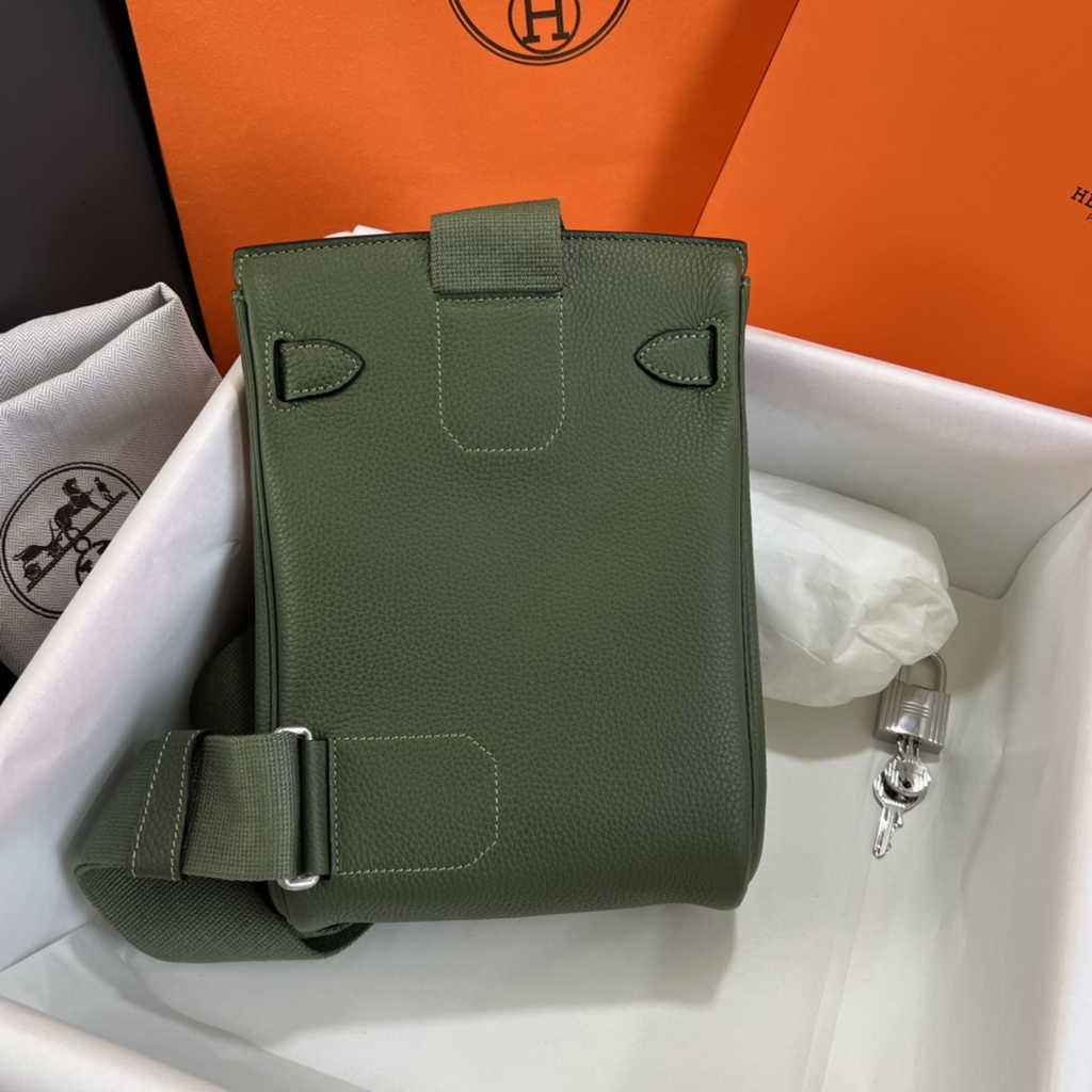 Hermès Kelly A Dos Hac Green Togo Leather With Silver Hardware 20302
