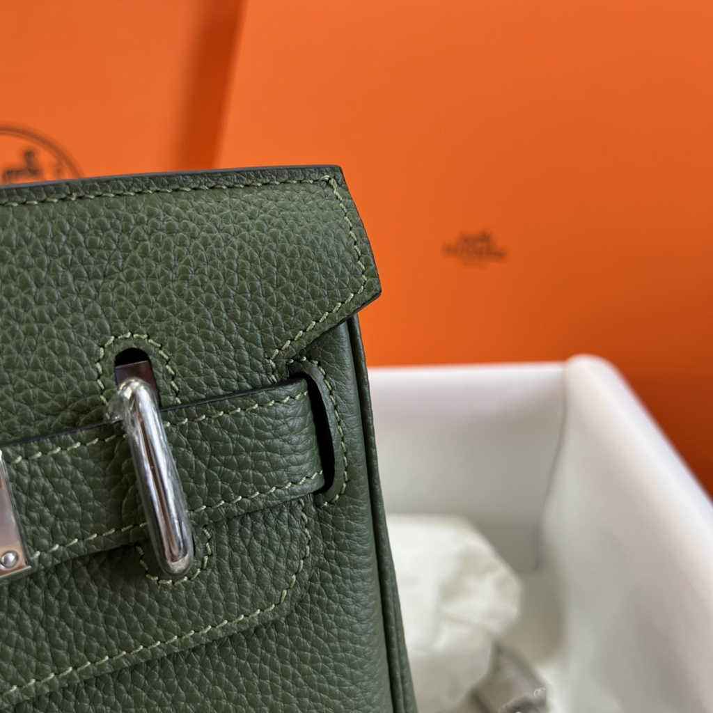 Hermès Kelly A Dos Hac Green Togo Leather With Silver Hardware 20302