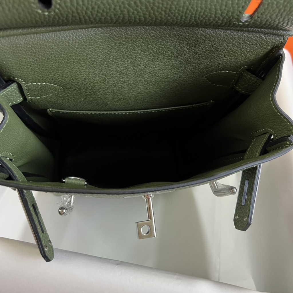 Hermès Kelly A Dos Hac Green Togo Leather With Silver Hardware 20302