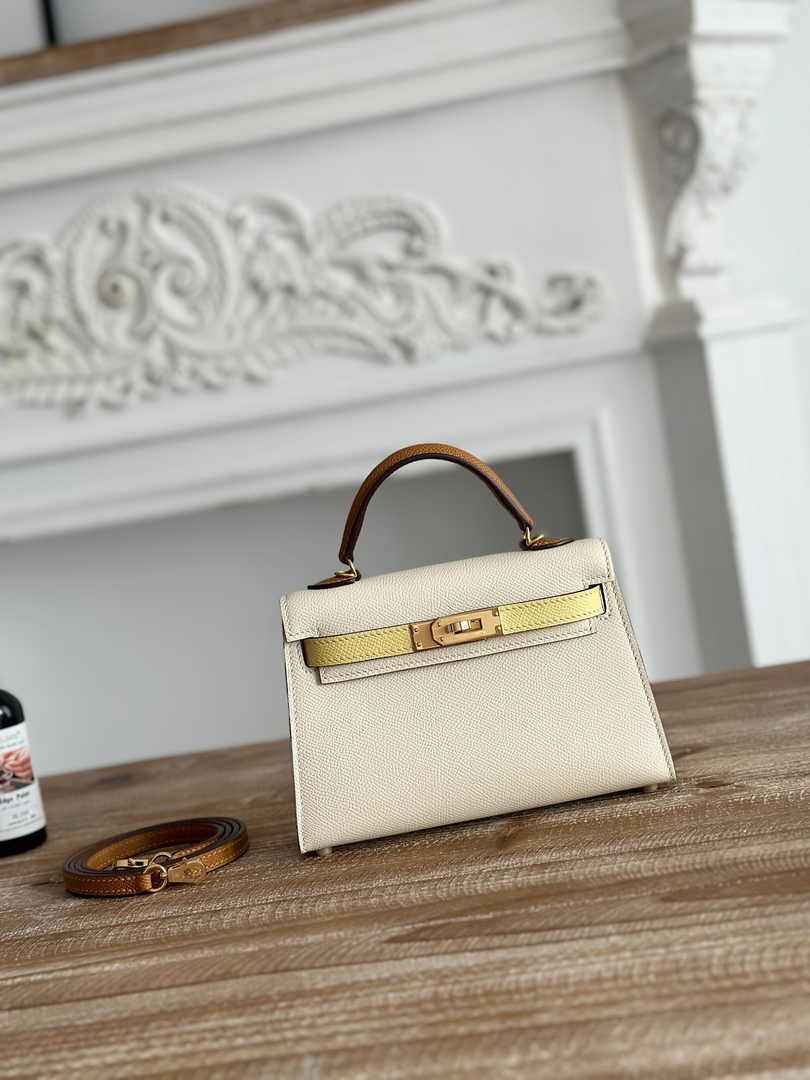 Hermes Kelly Bag 19 Beige Tan Epsom Leather Gold H82301