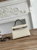 Hermes Kelly Bag 19 Beige Gray Epsom Leather Silver H82303