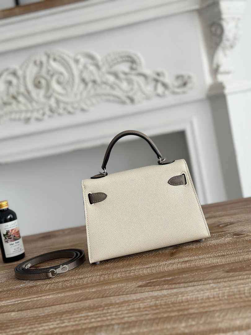 Hermes Kelly Bag 19 Beige Gray Epsom Leather Silver H82303