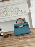 Hermes Kelly Bag 19 Blue Epsom Leather Silver H82311
