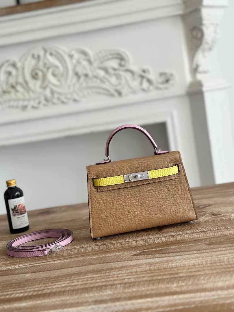 Hermes Kelly Bag 19 Apricot Epsom Leather Silver H82312
