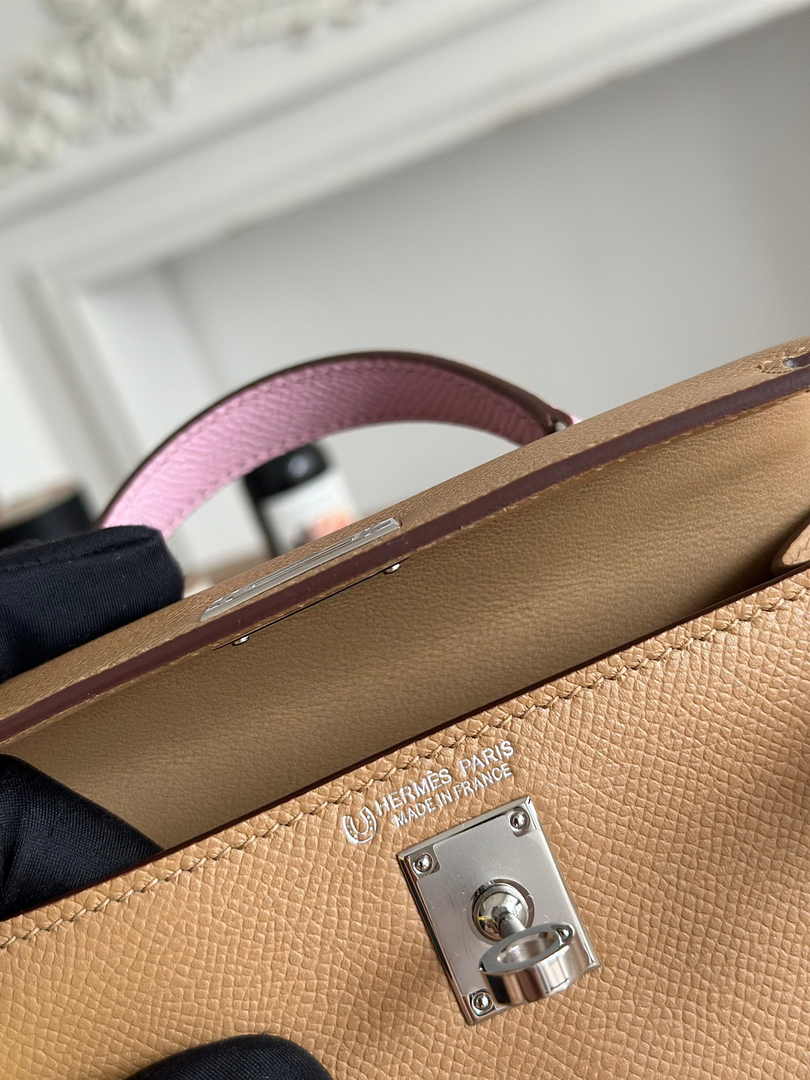 Hermes Kelly Bag 19 Apricot Epsom Leather Silver H82312