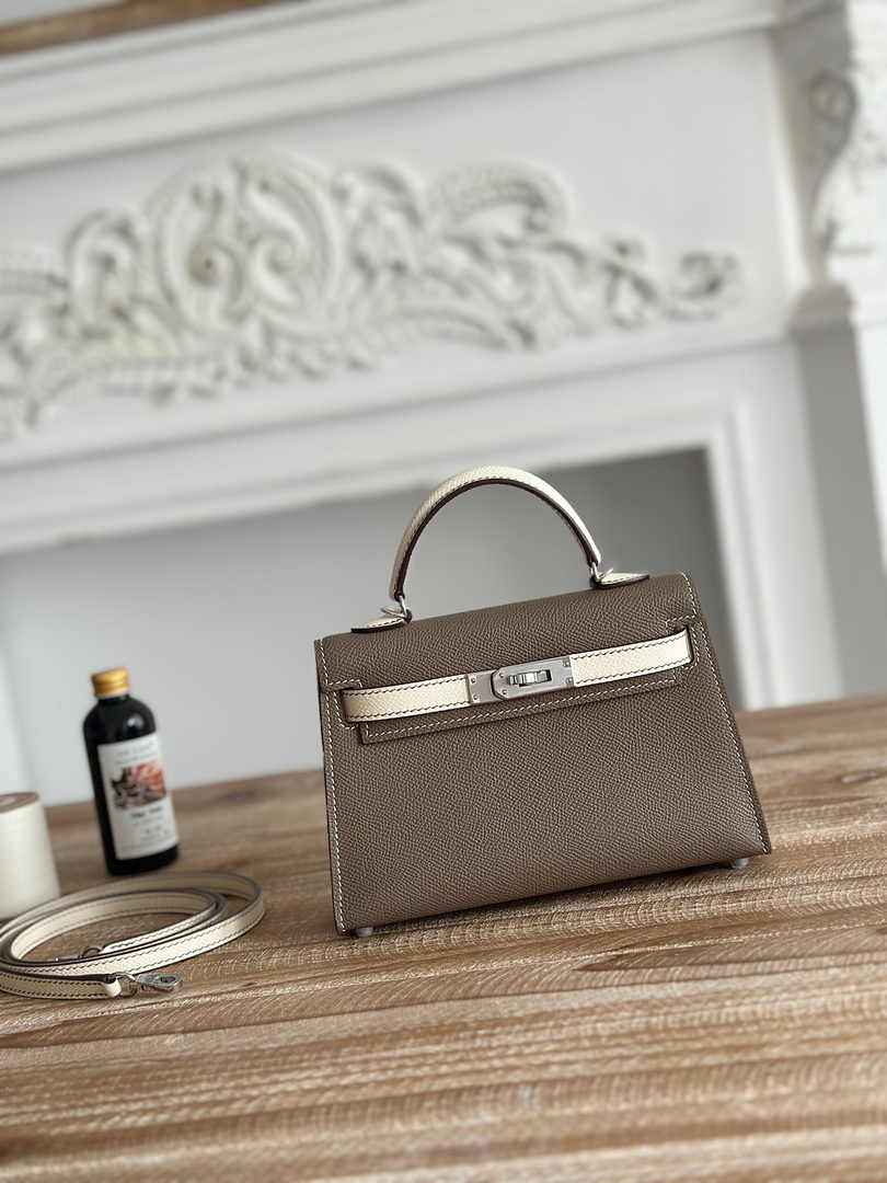 Hermes Kelly Bag 19 Dark Gray Epsom Leather Silver H82315