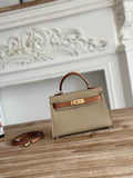 Hermes Kelly Bag 19 Light Gray Epsom Leather Gold H82317