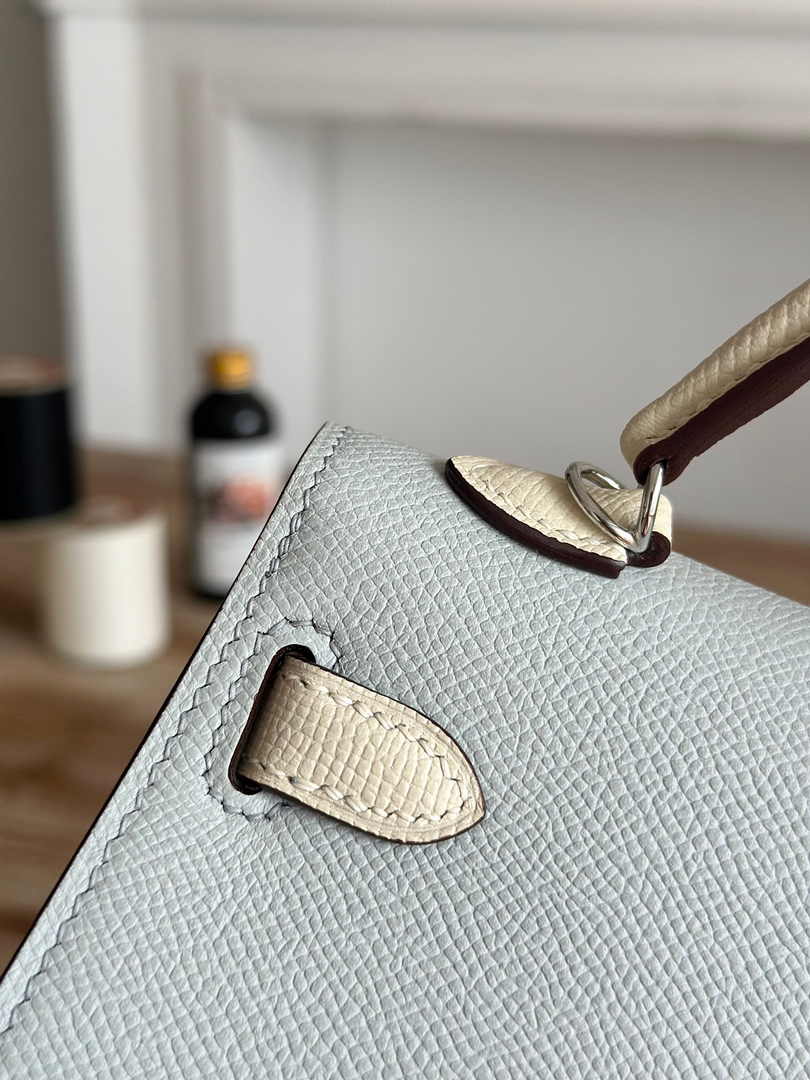 Hermes Kelly Bag 19 Epsom Leather Light Blue Silver H82320