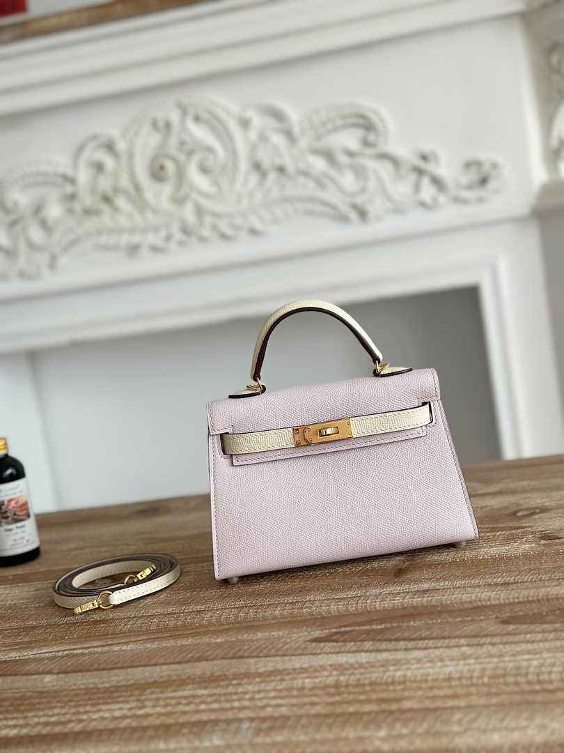 Hermes Kelly Bag 19 Epsom Leather Light Purple Gold H82322