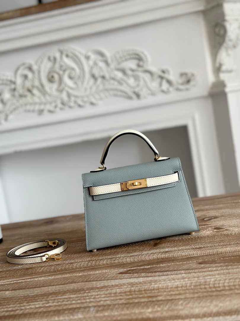Hermes Kelly Bag 19 Epsom Leather Gray Gold H82325