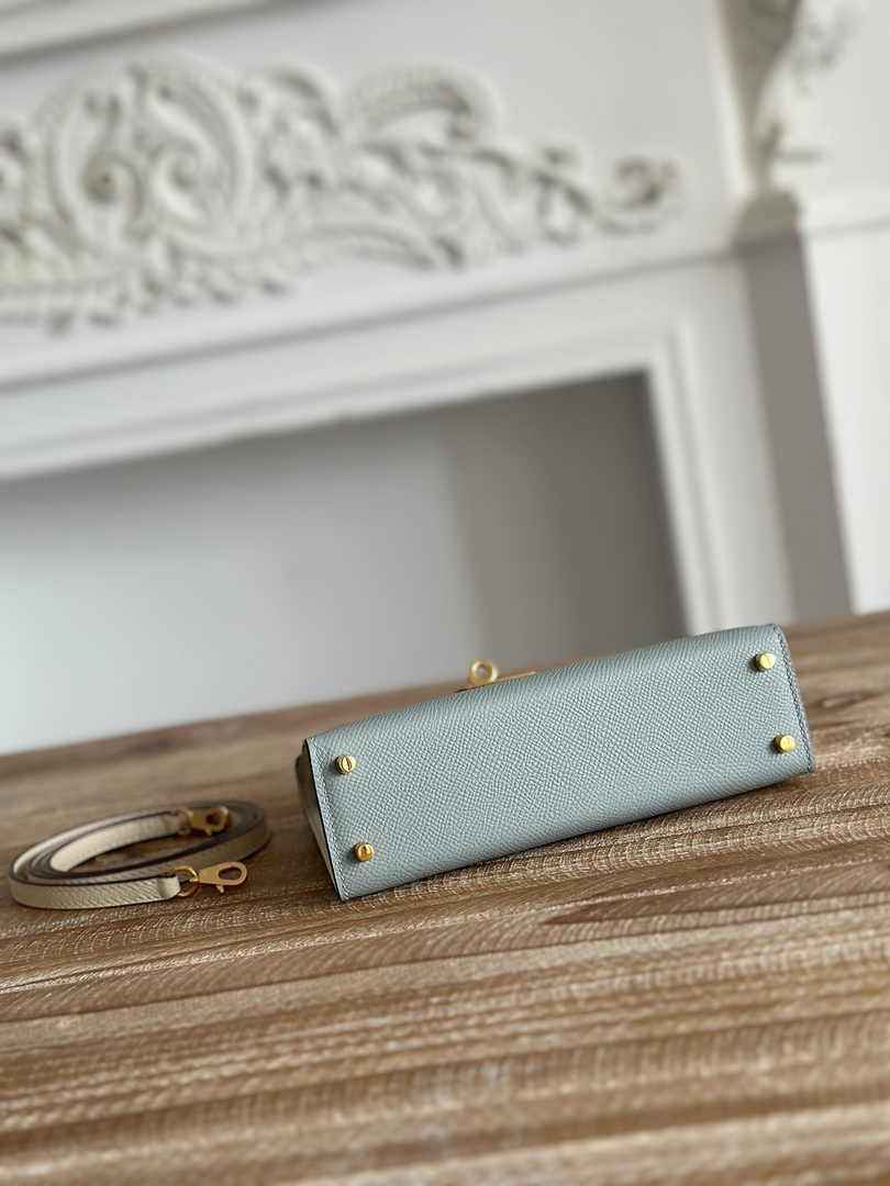 Hermes Kelly Bag 19 Epsom Leather Gray Gold H82325