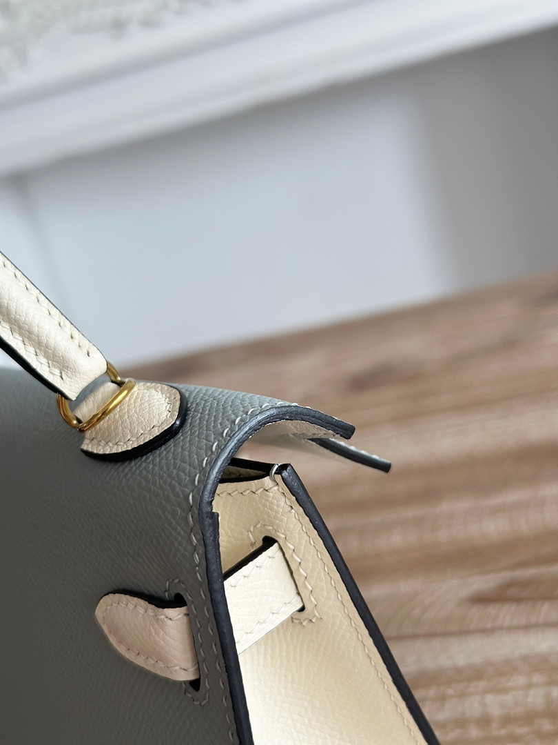 Hermes Kelly Bag 19 Epsom Leather Gray Gold H82325