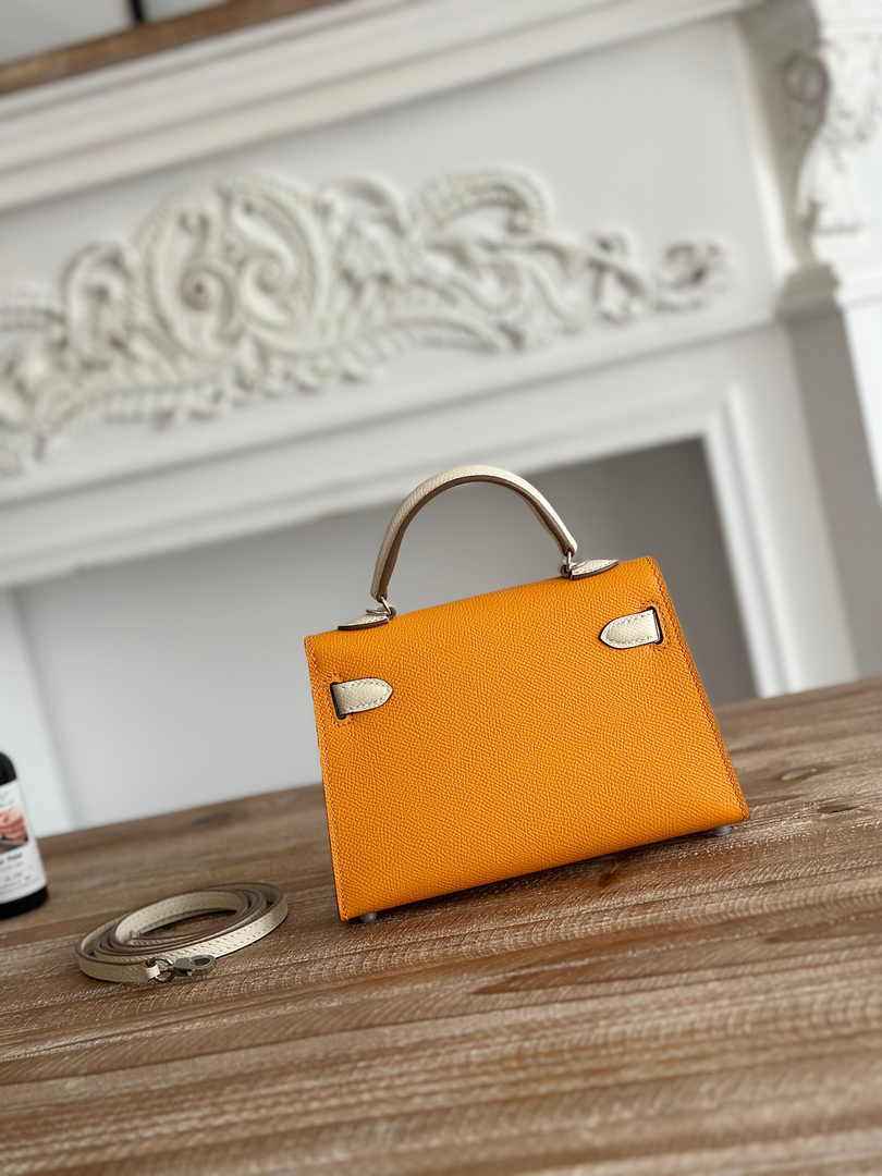Hermes Kelly Bag 19 Epsom Leather Yellow Silver H82327