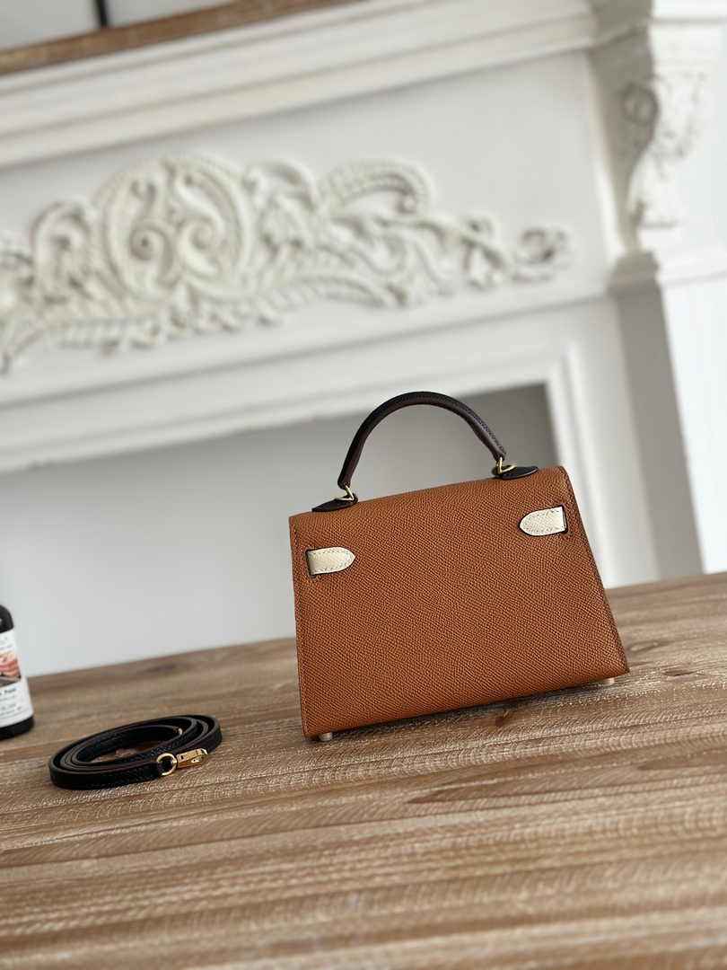 Hermes Kelly Bag 19 Epsom Leather Brown Gold H82329