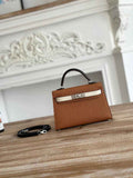 Hermes Kelly Bag 19 Epsom Leather Brown Silver H82328