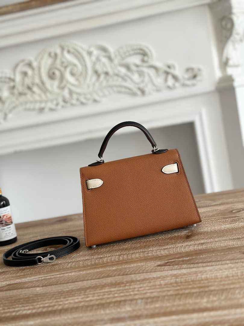 Hermes Kelly Bag 19 Epsom Leather Brown Silver H82328