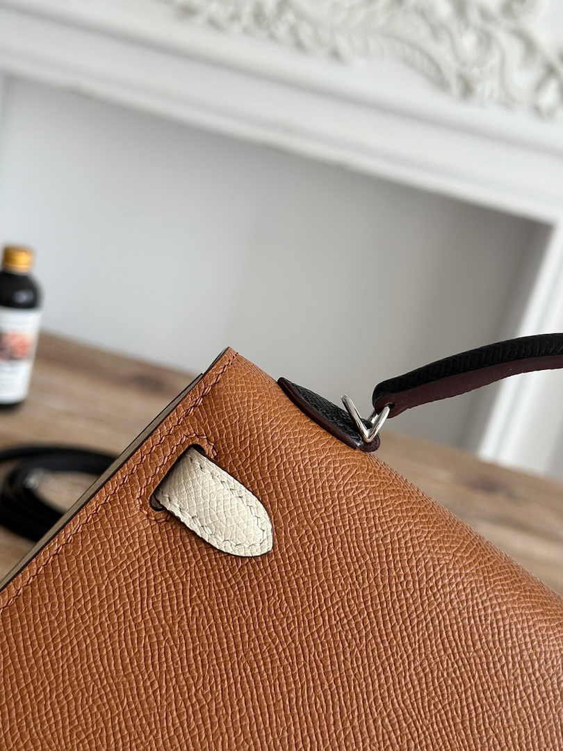 Hermes Kelly Bag 19 Epsom Leather Brown Silver H82328