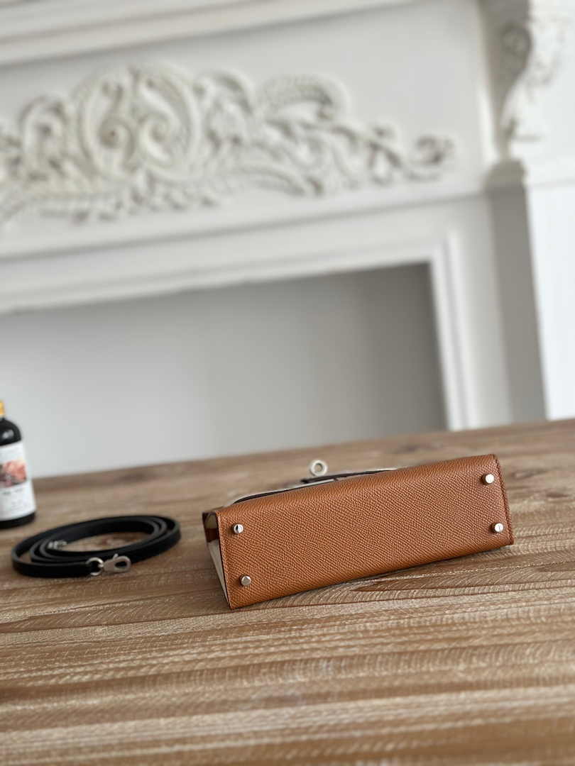 Hermes Kelly Bag 19 Epsom Leather Brown Silver H82328