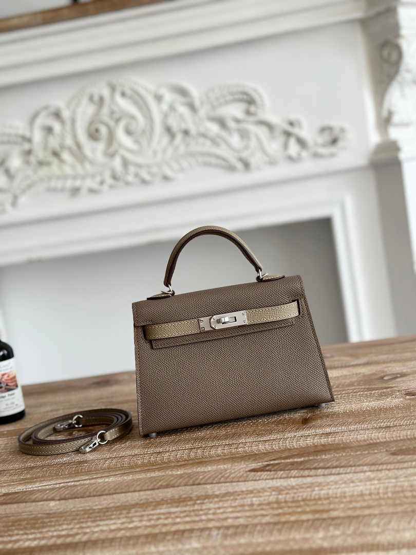 Hermes Kelly Bag 19 Epsom Leather Dark Gray Silver H82332