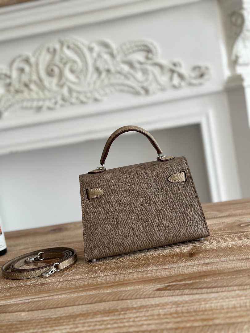 Hermes Kelly Bag 19 Epsom Leather Dark Gray Silver H82332