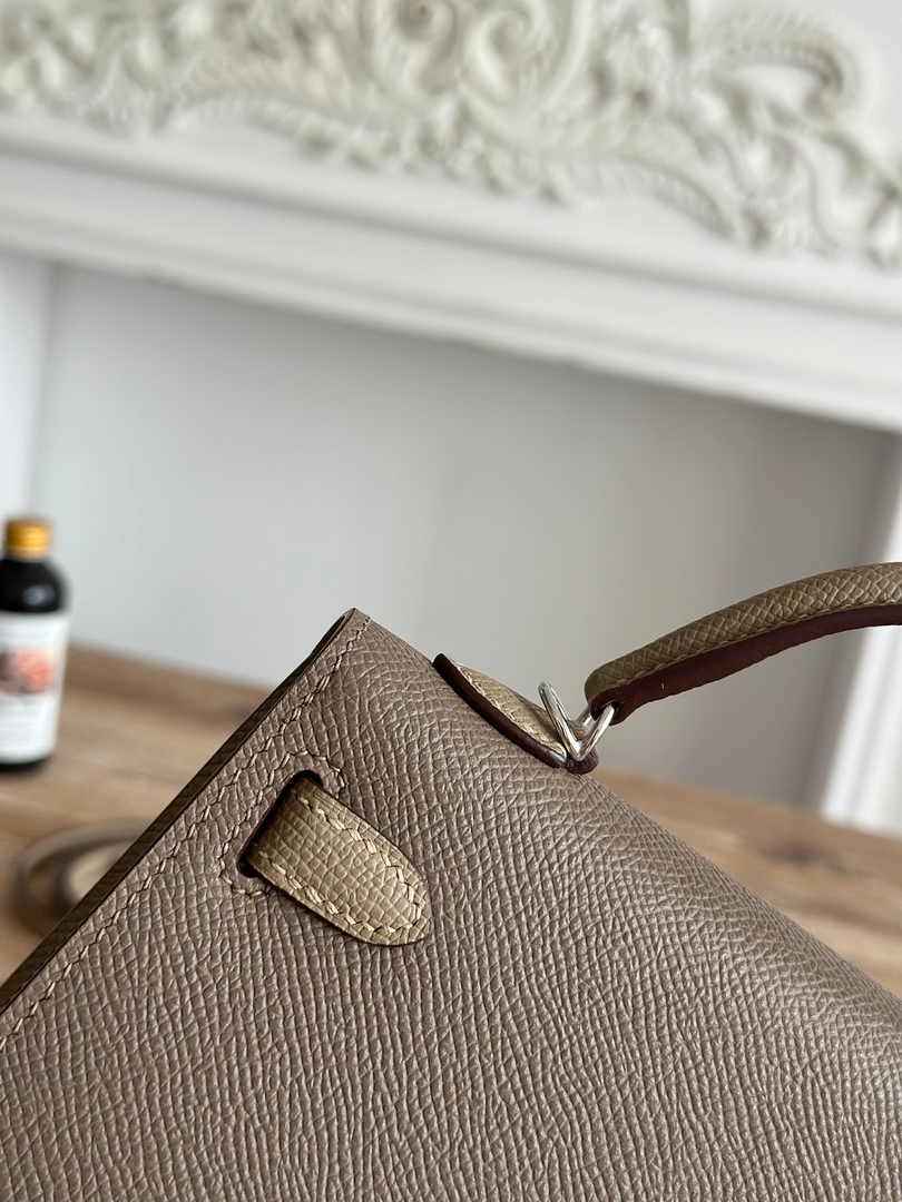 Hermes Kelly Bag 19 Epsom Leather Dark Gray Silver H82332