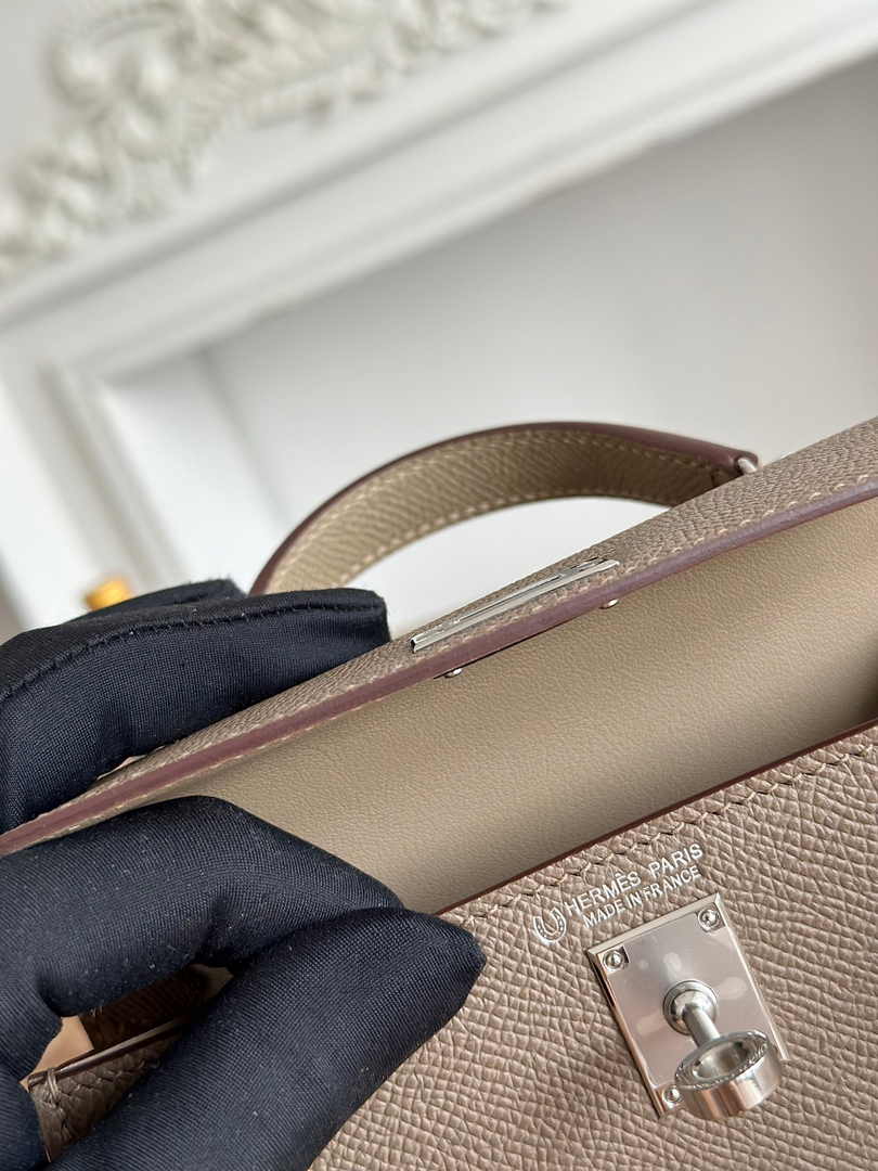 Hermes Kelly Bag 19 Epsom Leather Dark Gray Silver H82332
