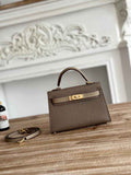 Hermes Kelly Bag 19 Epsom Leather Dark Gray Gold H82333