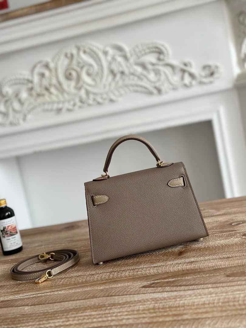 Hermes Kelly Bag 19 Epsom Leather Dark Gray Gold H82333