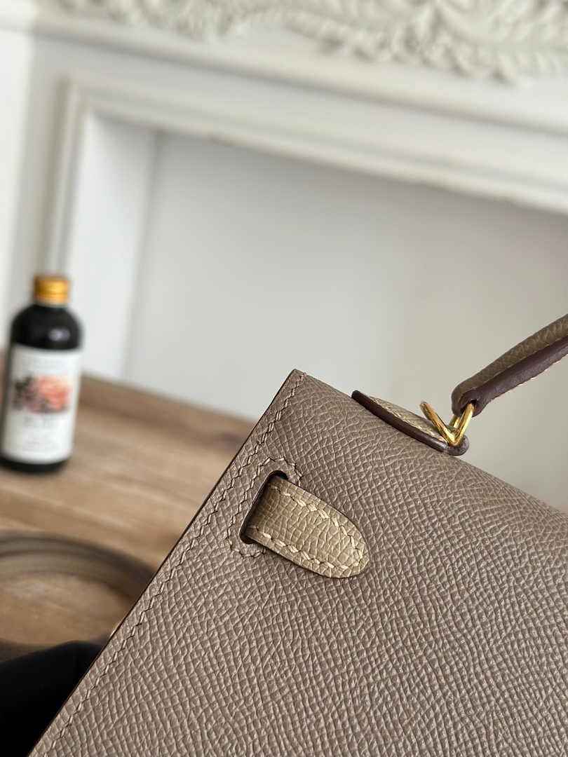 Hermes Kelly Bag 19 Epsom Leather Dark Gray Gold H82333