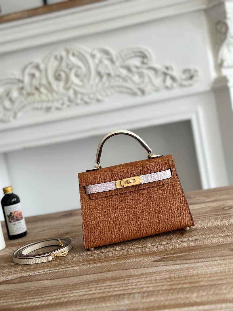 Hermes Kelly Bag 19 Epsom Leather Brown Gold H82334