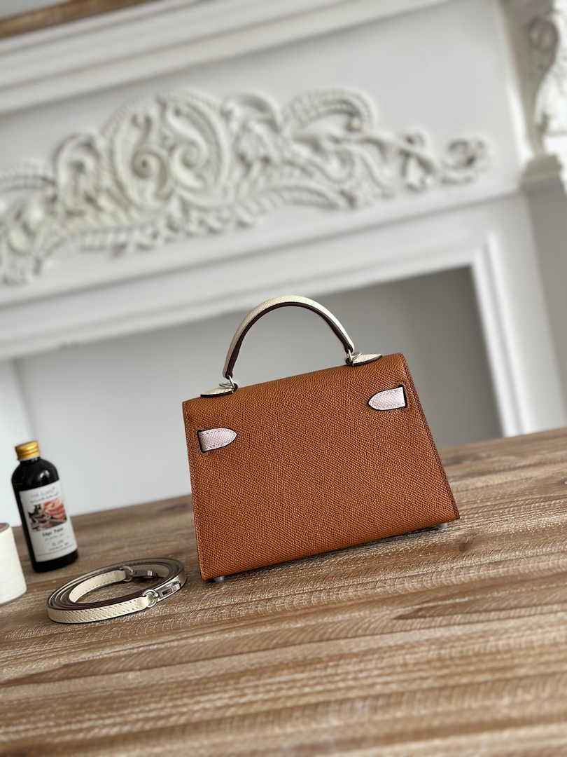 Hermes Kelly Bag 19 Epsom Leather Brown Silver H82335