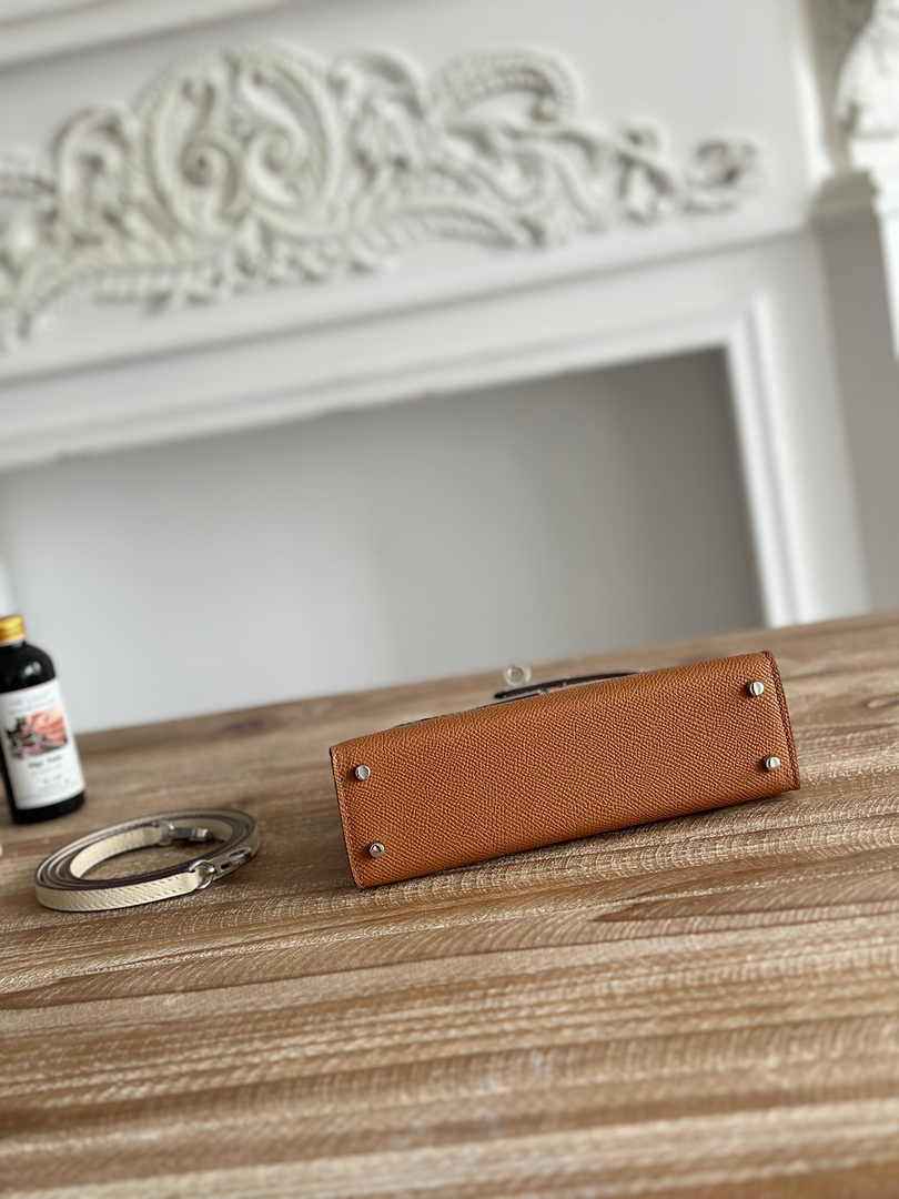Hermes Kelly Bag 19 Epsom Leather Brown Silver H82335