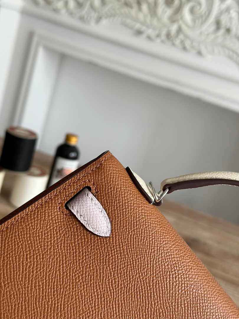 Hermes Kelly Bag 19 Epsom Leather Brown Silver H82335