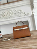 Hermes Kelly Bag 19 Epsom Leather Brown Beige Silver H82336