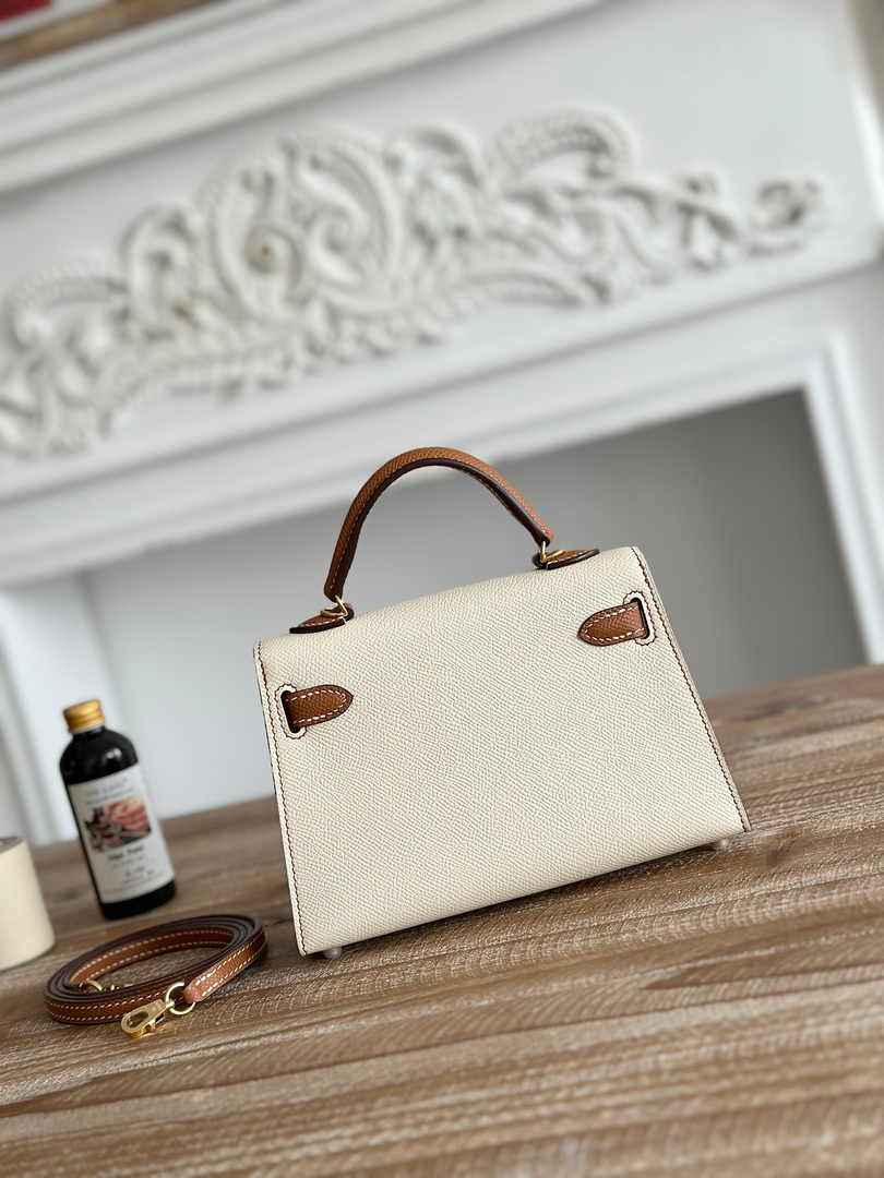 Hermes Kelly Bag 19 Epsom Leather Beige Brown Gold H82338