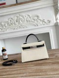 Hermes Kelly Bag 19 Epsom Leather Beige Black Silver H82340