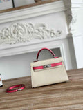 Hermes Kelly Bag 19 Epsom Leather Beige Pink Silver H82343