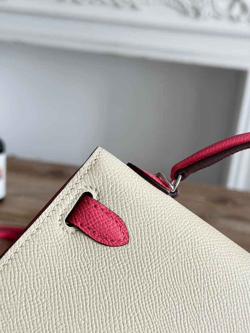 Hermes Kelly Bag 19 Epsom Leather Beige Pink Silver H82343