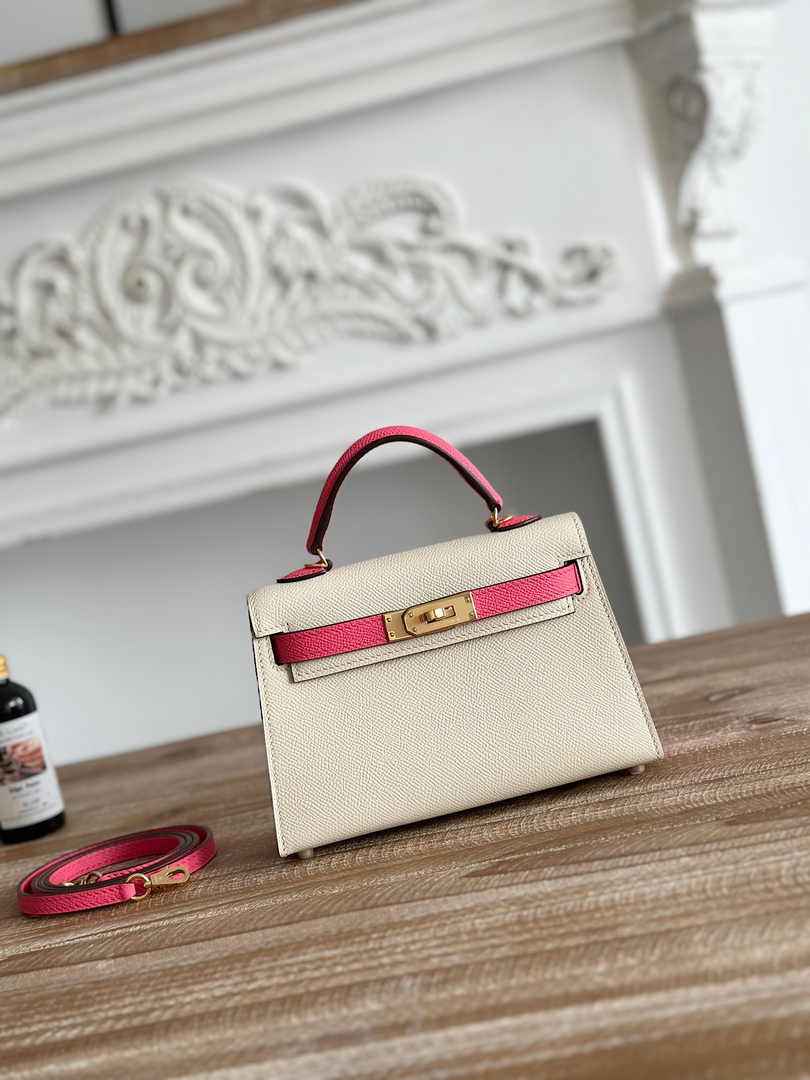 Hermes Kelly Bag 19 Epsom Leather Beige Pink Gold H82342