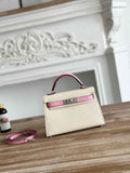 Hermes Kelly Bag 19 Epsom Leather Beige Purple Silver H82344
