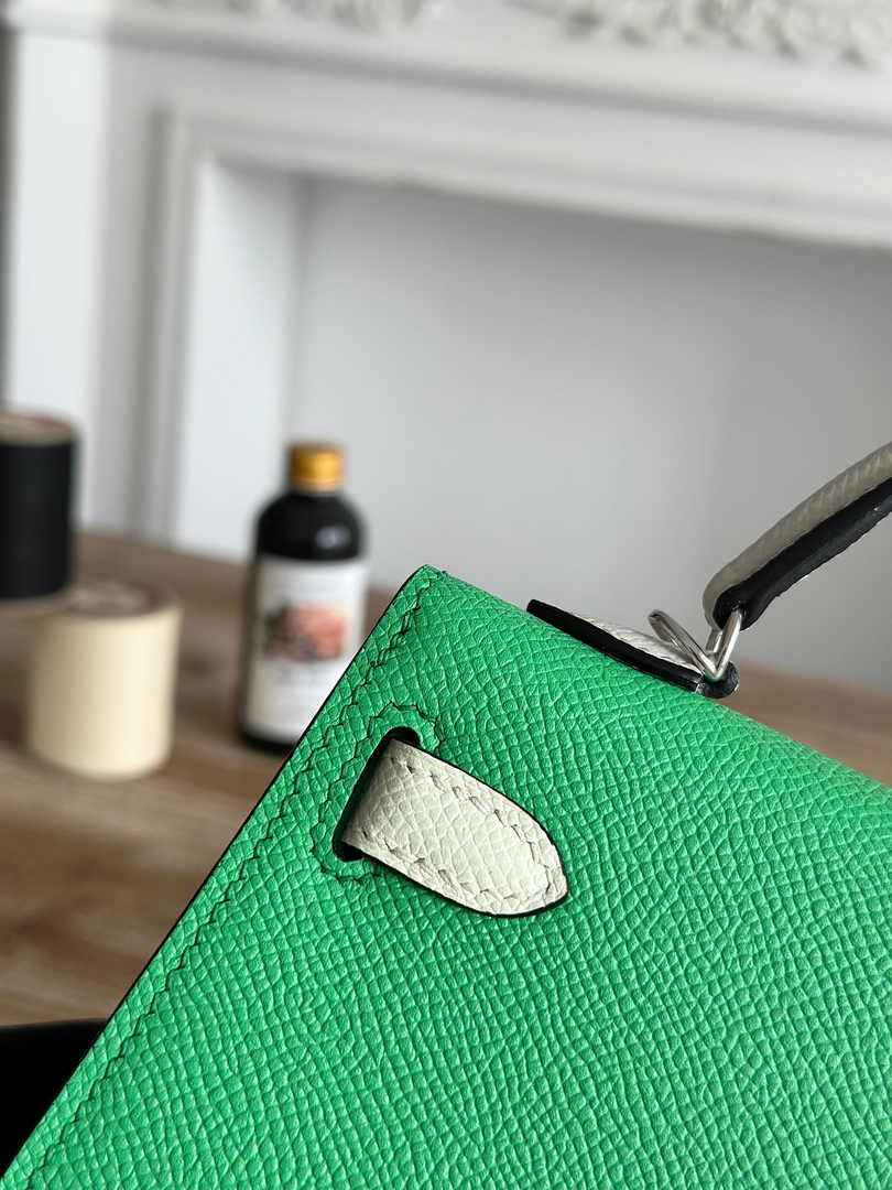 Hermes Kelly Bag 19 Epsom Leather Green Silver H82347