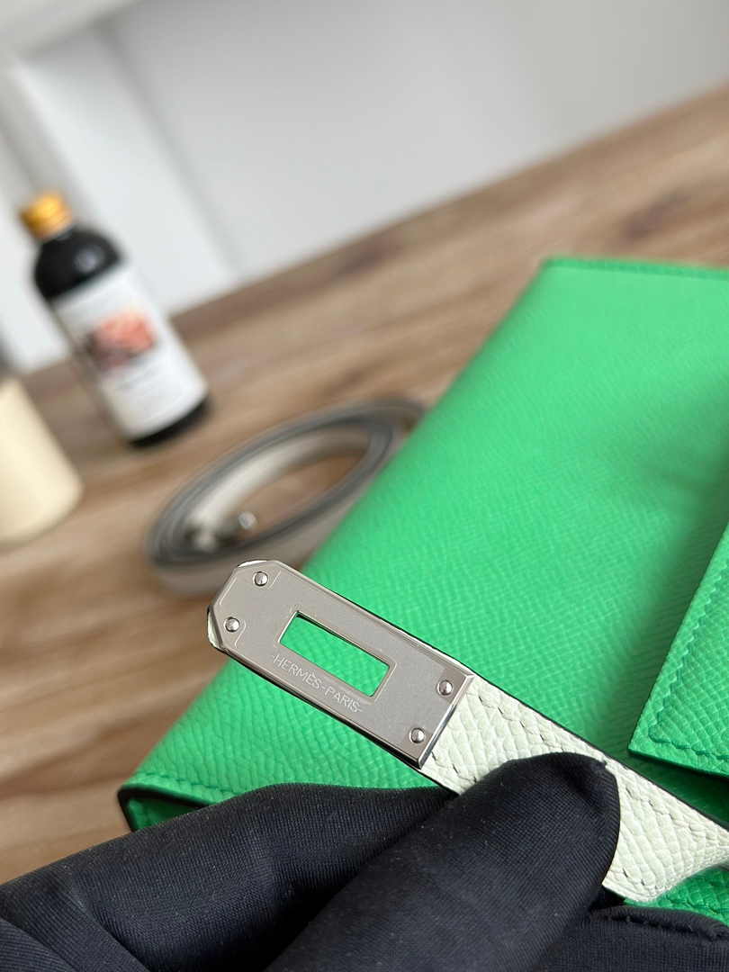 Hermes Kelly Bag 19 Epsom Leather Green Silver H82347