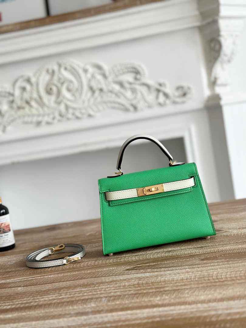 Hermes Kelly Bag 19 Epsom Leather Green Gold H82346