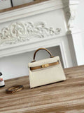 Hermes Kelly Bag 19 Epsom Leather Beige Tan Silver H82348