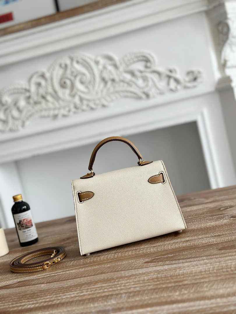 Hermes Kelly Bag 19 Epsom Leather Beige Tan Silver H82348