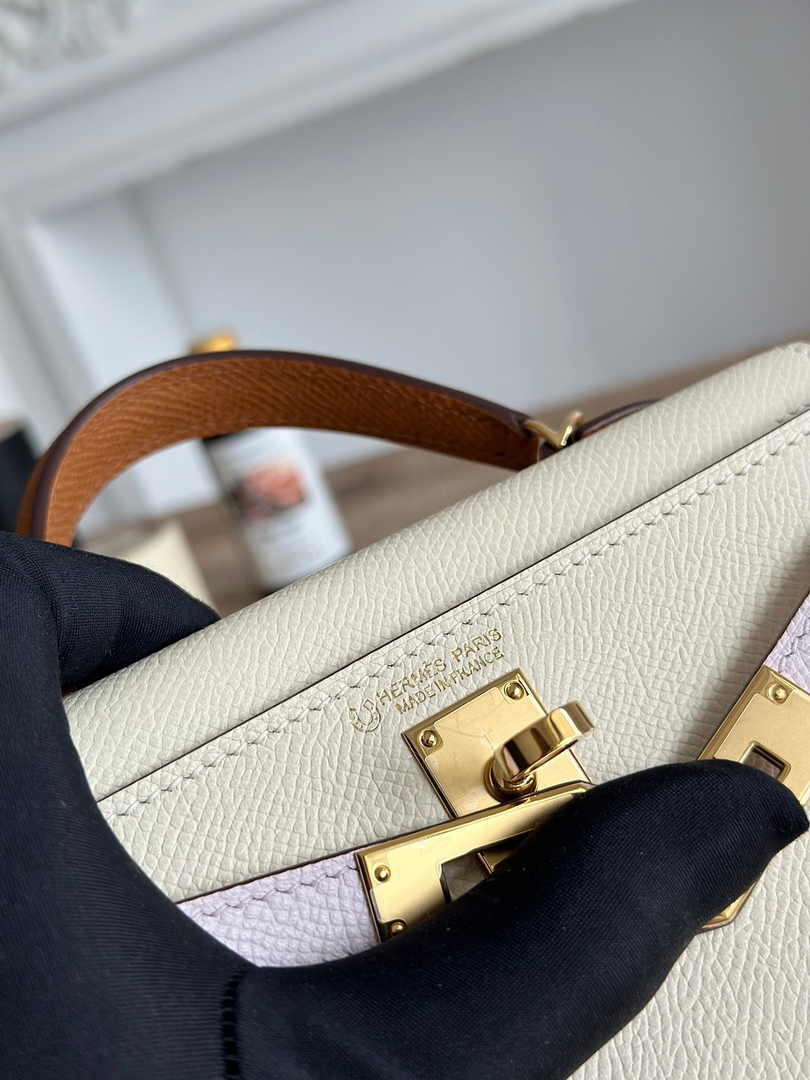 Hermes Kelly Bag 19 Epsom Leather Beige Brown Silver H82352