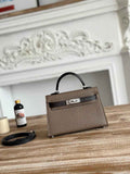 Hermes Kelly Bag 19 Epsom Leather Gray Black Silver H82358