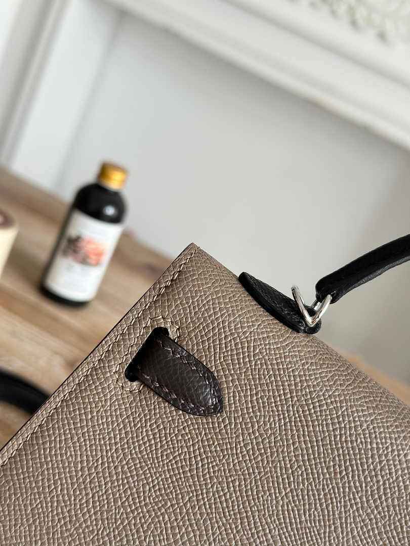 Hermes Kelly Bag 19 Epsom Leather Gray Black Silver H82358